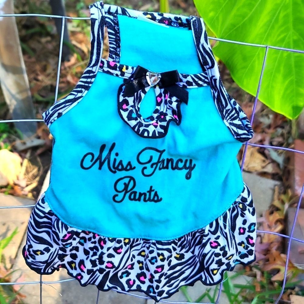Simply Dog "Miss Fancy Pants" blue Animal print dress